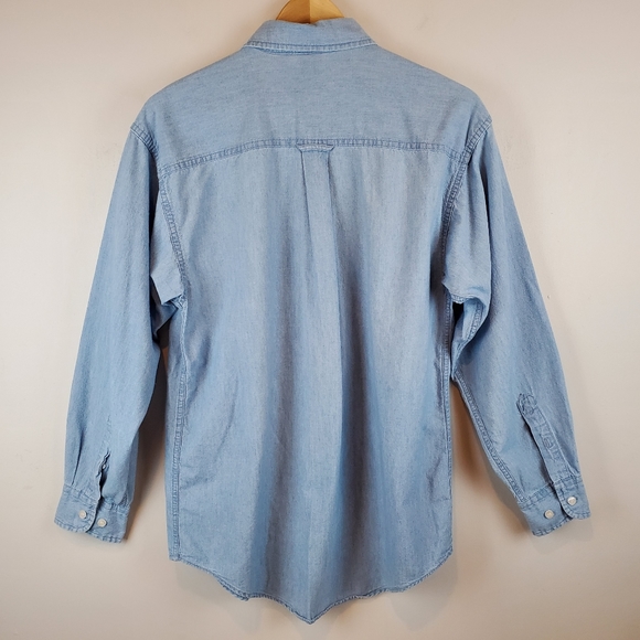 VTG Warner Brothers Bugs Bunny Tasmanian Devil Tweety Chambray Button Up Shirt - Picture 8 of 13